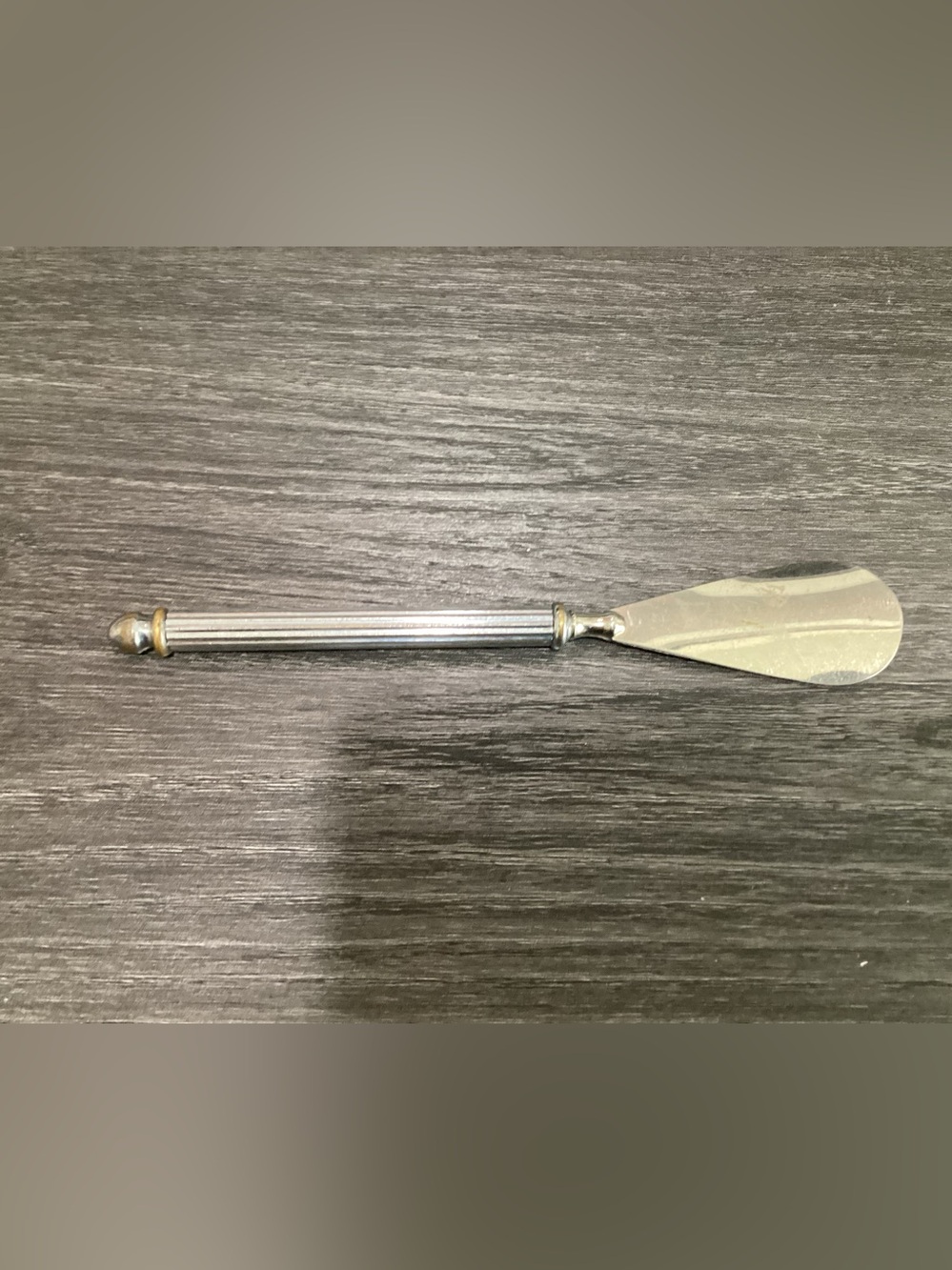 Vtg. Silverplate Plated Column-Handles Cheese serving knife.  Art-Deco